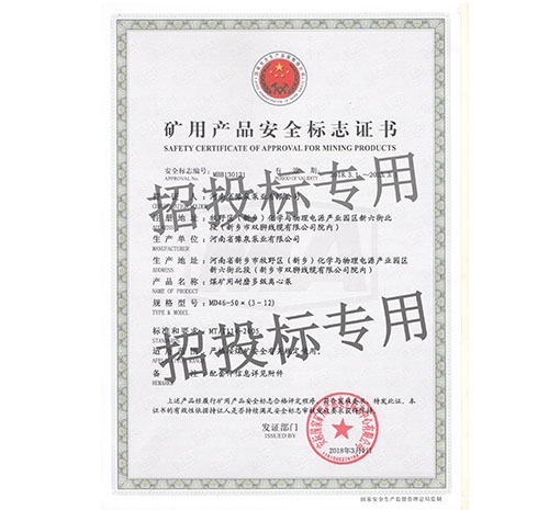 多級(jí)離心泵安全標(biāo)志證書